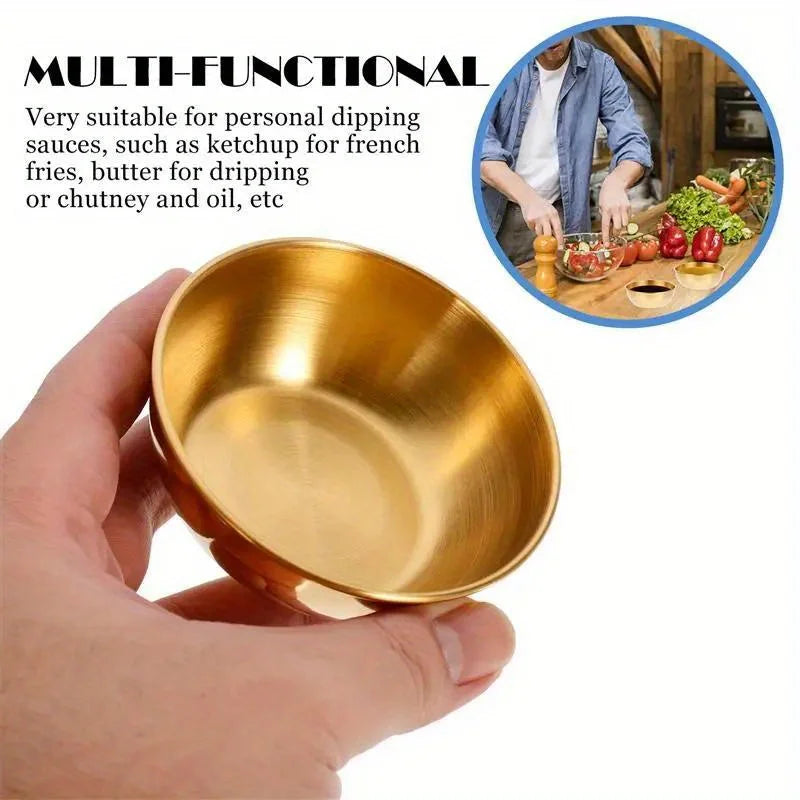 Set of 6 Stainless Steel Small Sauce Dishes Seasoning Serving Tray Spice Plates Set Soy Sauce Dish Specialty Tableware