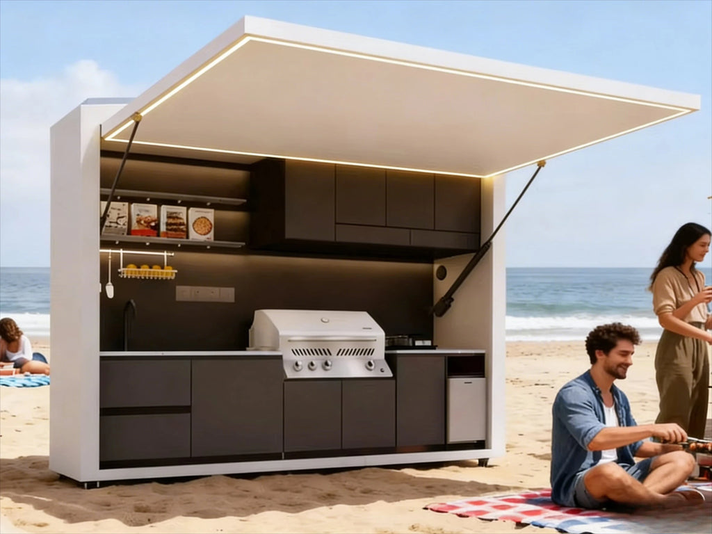 Custom Stainless Steel Barbecue Storage Cabinet for Outdoor Kitchen Garden Wind and Rainproof  Kitchencamping Kitchen Storage