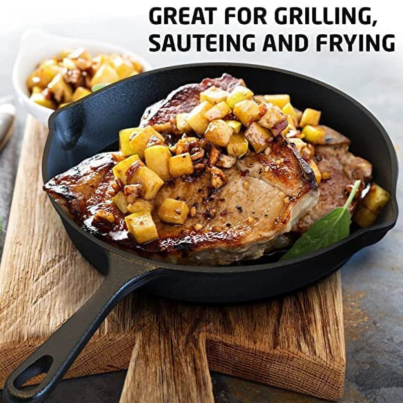 Cast Iron Skillet 14/16/20cm Frying Pan Iron Cookware Omelette Pancake Pot Oven Safe, Camping Cookware for Stove & Grill Use