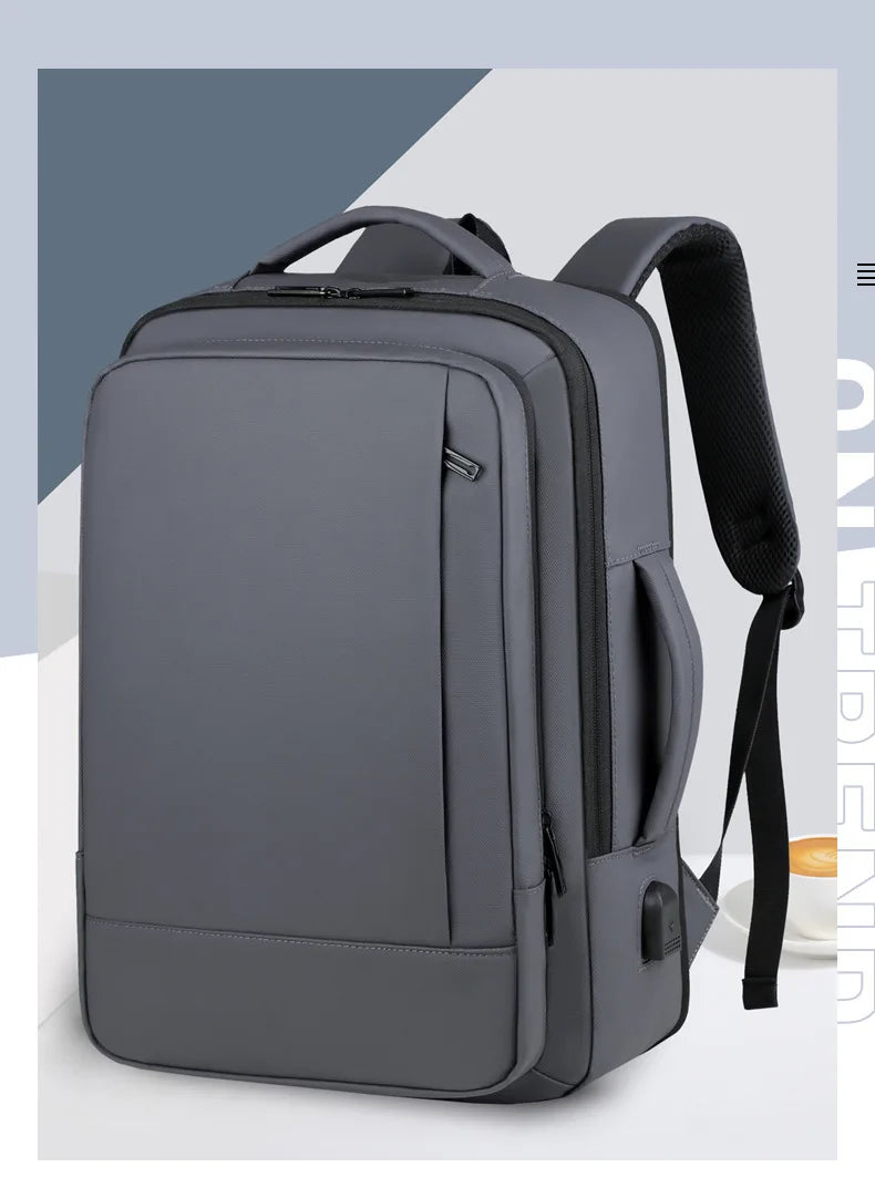 Business Commuter Men's Backpack, Multifunctional Laptop Bag, Solid Color, Simple Men's Backpack