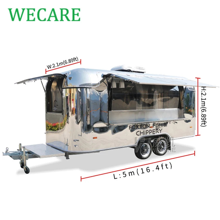 Mobile Restaurant Catering Trailer Fully Equipped Stainless Steel Coffee Shop Bar Taco Pizza Food Truck Full Kitchen