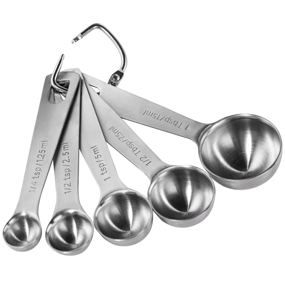 Stainless Steel Measuring Spoons Set Graduated Scoop Metric Imperial Scale Kitchen Baking Tools for Cooking Seasoning Coffee