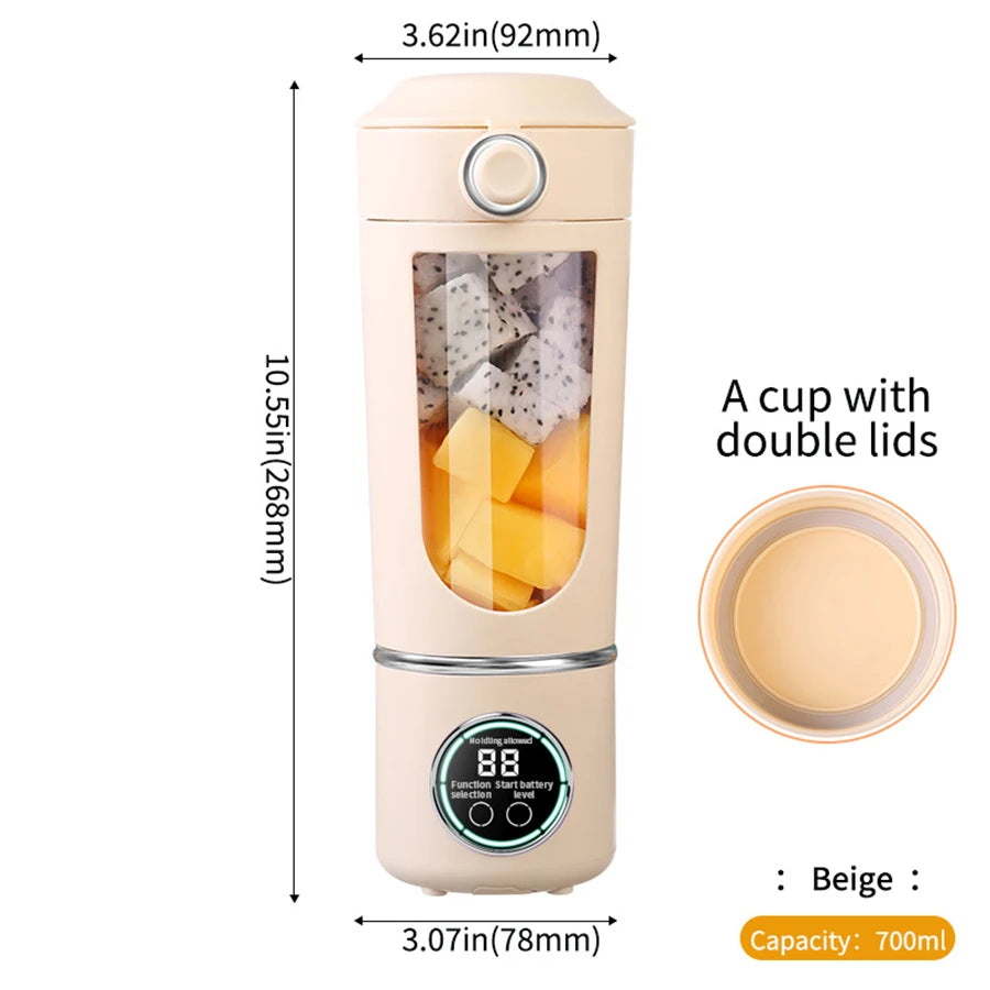 Electric juicer, portable digital blender, USB charging juicer, suitable for making smoothies, milkshakes, and fruit juices