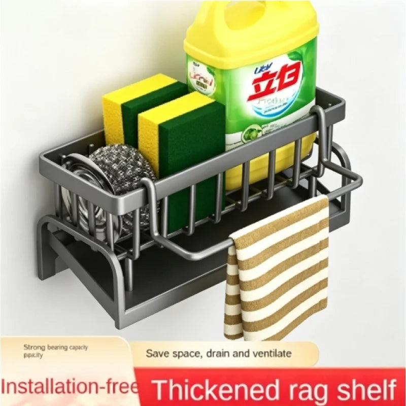 Kitchen Sink Storage Rack, Draining Organizer for Cleaning Cloth, Sponge & Detergent, Household Sink Shelf