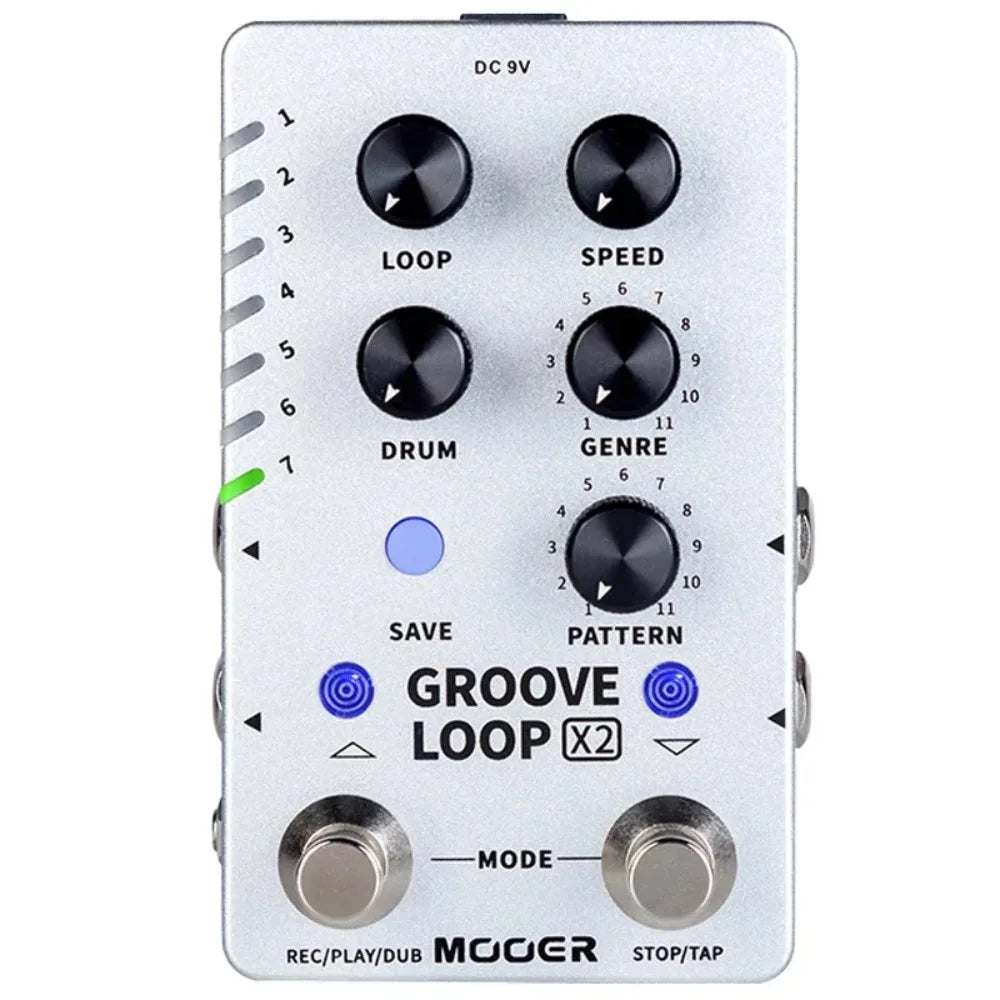 Mooer Groove Loop X2 Stereo Looper With 14 Save Slots Drum Machine Pedal 121 Different Drum 10-minute Capacity Per Track