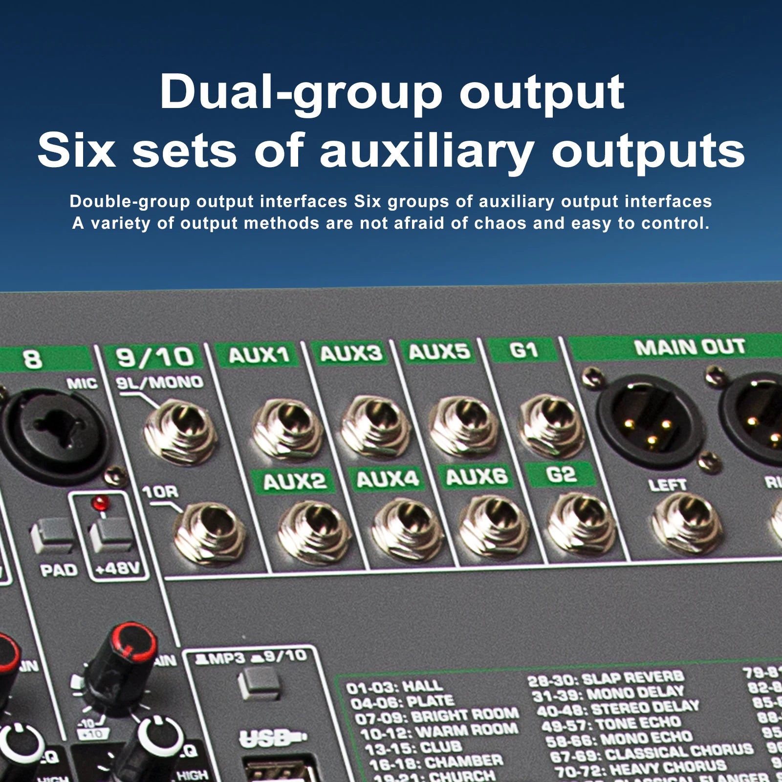 Depusheng Digital Mixer Professional Audio Mixer 18channels with 99bit dps reverb chip Bluetooth USB MP3 for stage bar studio DJ