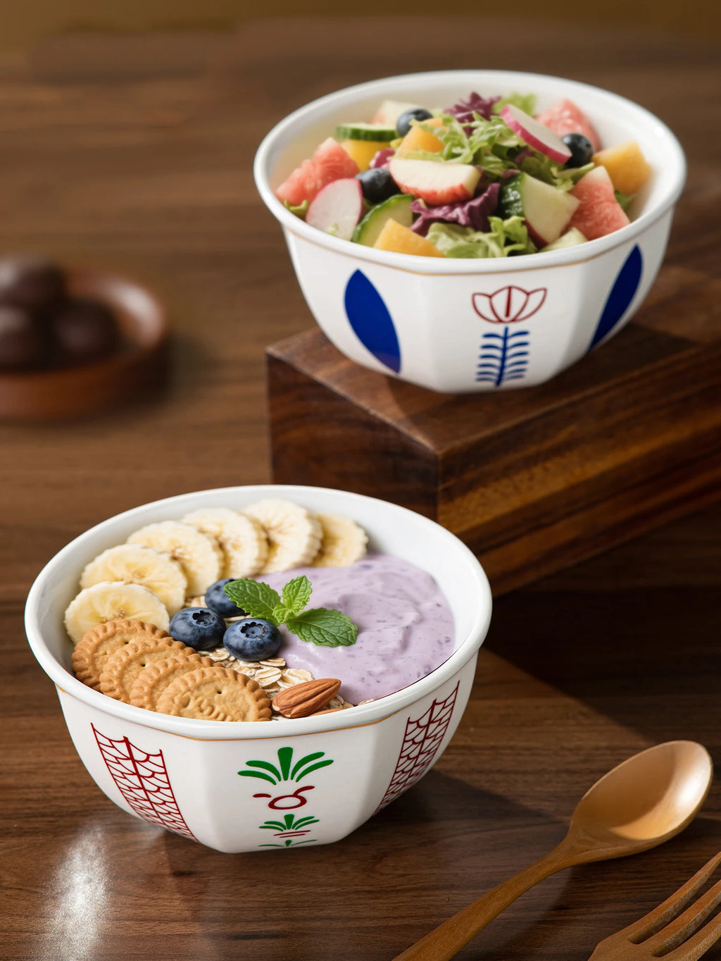1 piece dessert bowl/cup set, Middle Eastern style (tulip or coconut tree pattern), can be used as a tray for placing snacks and