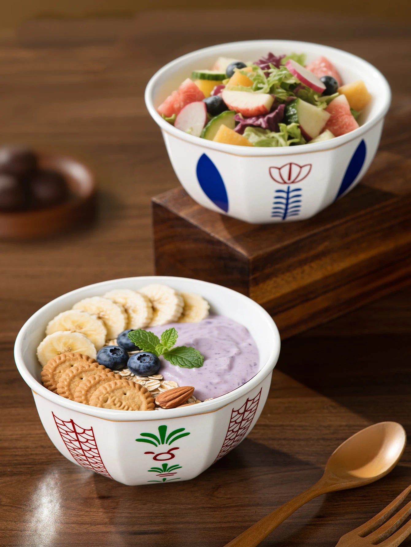 1 piece dessert bowl/cup set, Middle Eastern style (tulip or coconut tree pattern), can be used as a tray for placing snacks and