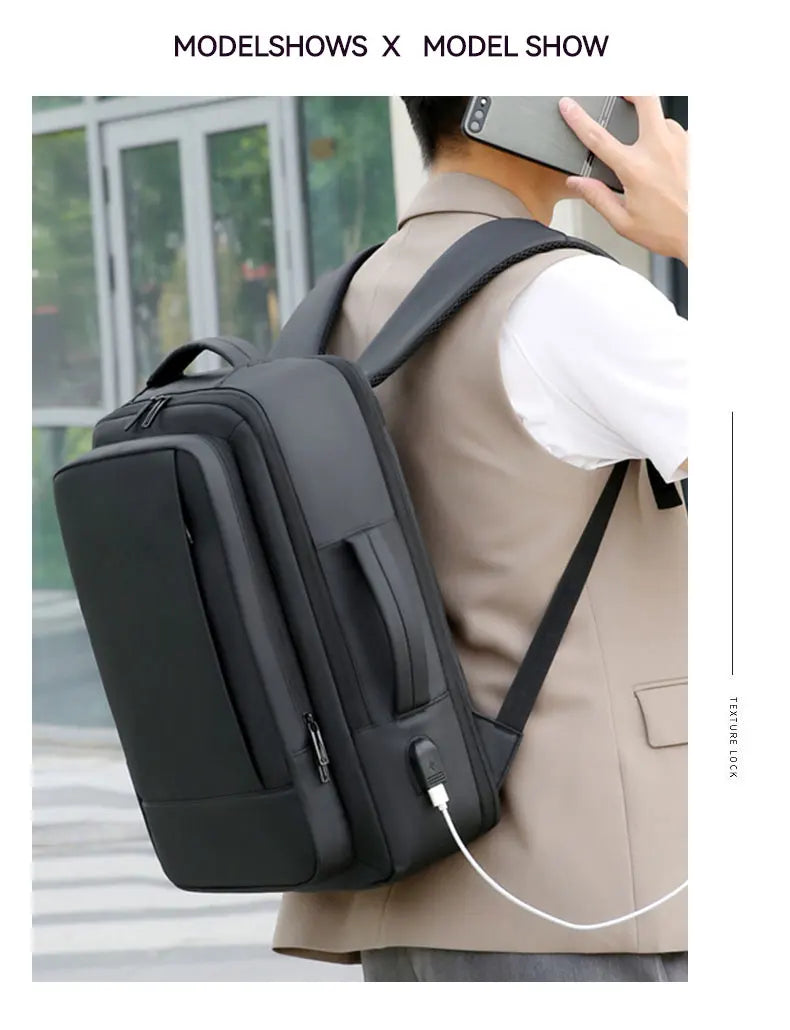 Business Commuter Men's Backpack, Multifunctional Laptop Bag, Solid Color, Simple Men's Backpack