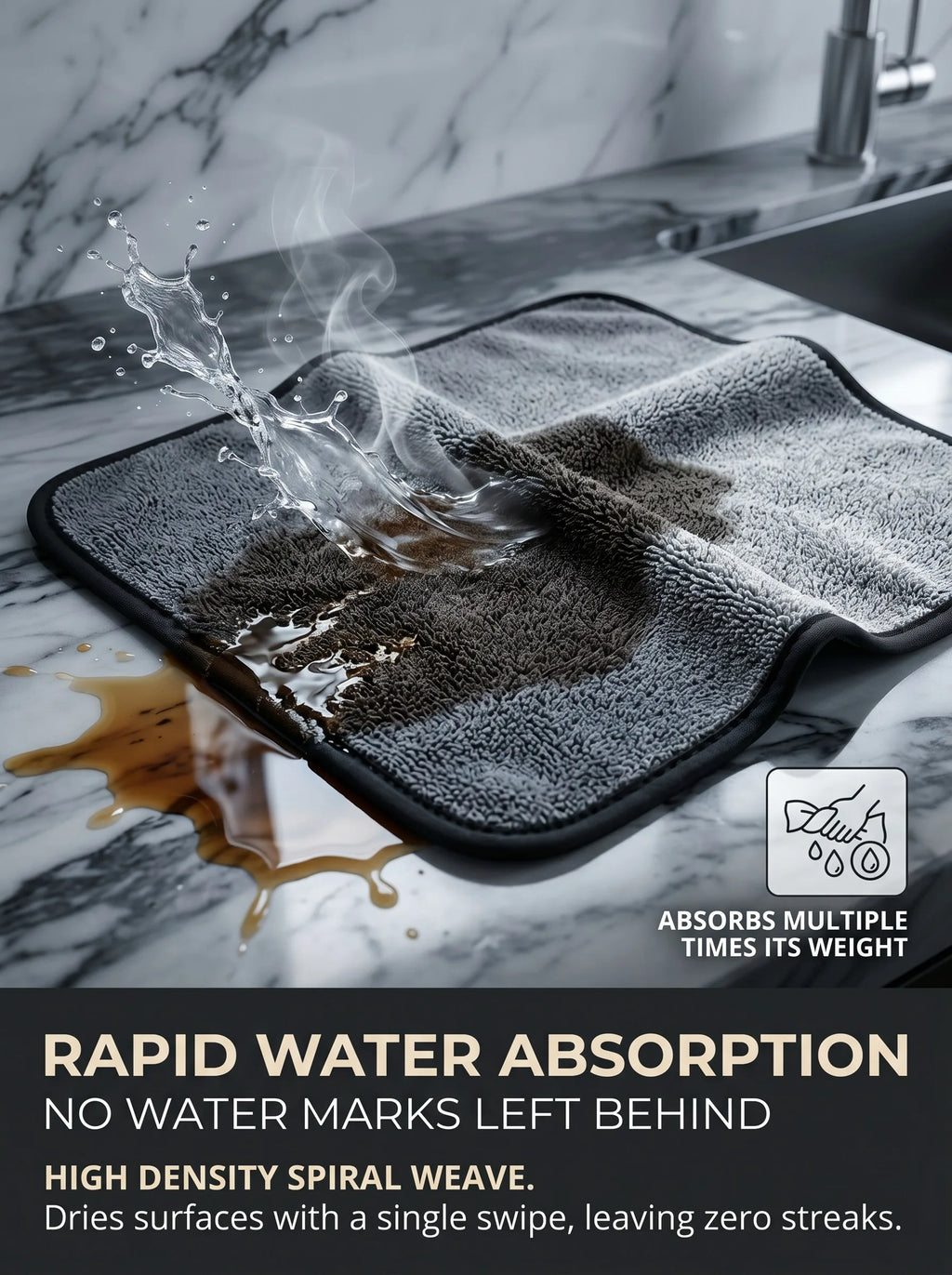 Kitchen Cleaning Towel Double-Sided Ultra Absorbent Lint-Free Oil Stain Remover Reusable Dish Cloth for Countertop Glass