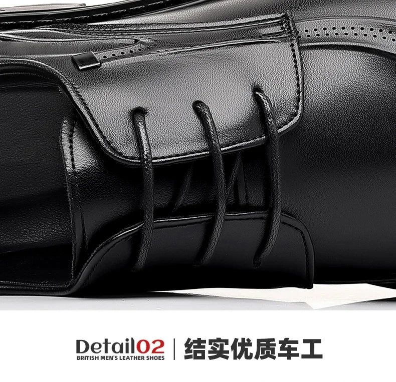 High-end Business Men's Shoes Trend Business Casual Leather Shoes Lace-up Big Head Formal Men's Leather Luxury Leather Shoes