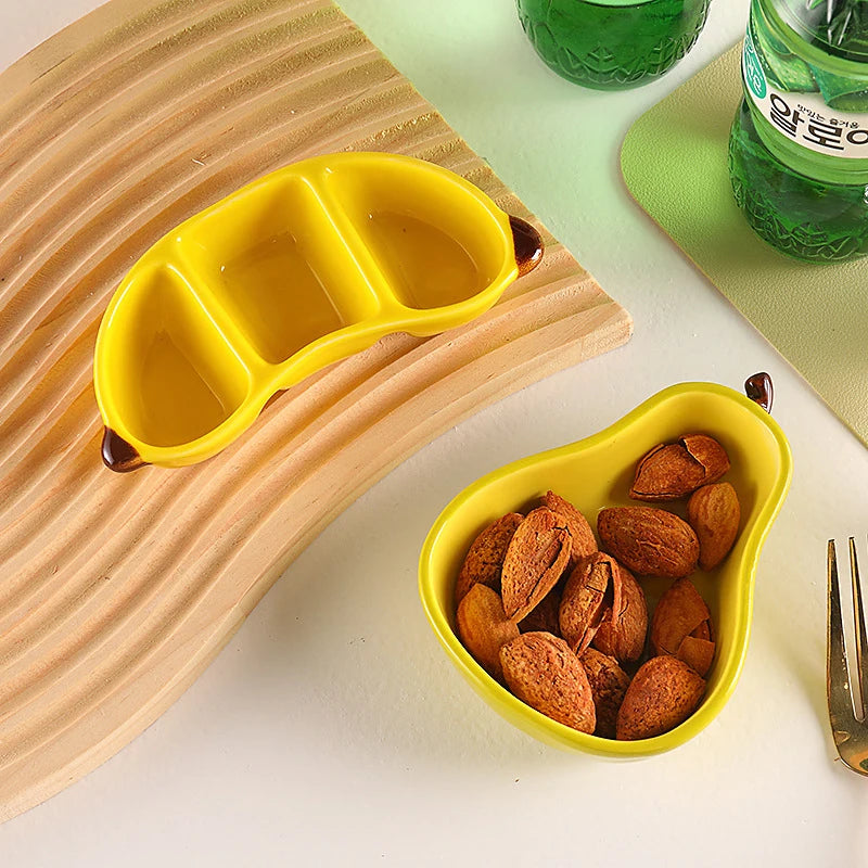 Creative Porcelain Dish Korean Style Cute Fruit Shape Ceramic Household Tableware Barbecue Hot Pot Sauce Condiment Dishes
