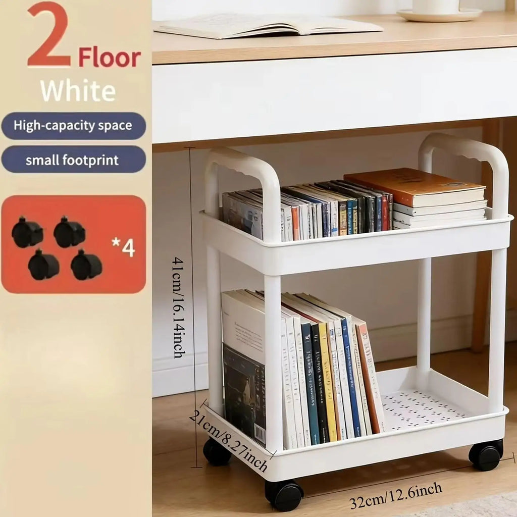 Kitchen Storage Rack 2 Tier Storage Stand With Wheels Space-saving Organizer For Home Athroom Pantry Laundry Dorm Workplace