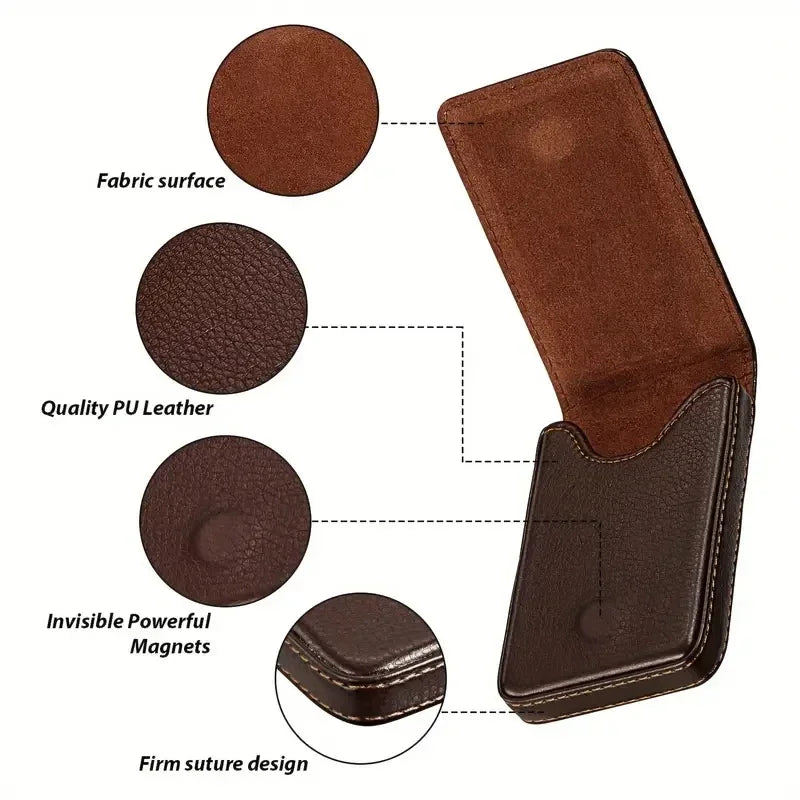 Vertical Version PU Leather Business Card Case Business Card Holder Pocket Business Office Name Card Holder With Magnetic Shut