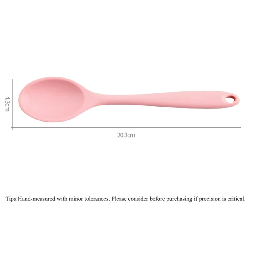 Long Handle Silicone Serving Spoons Rice Salad Mixing/ Stirring Kitchen Spoon Heat Resistan Silicone Teaspoon