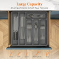 [CLOS] Silverware Organizer with Lid,Covered Utensil Tray for Kitchen Drawer and Countertop, Plastic Cutlery and Flatware Gray