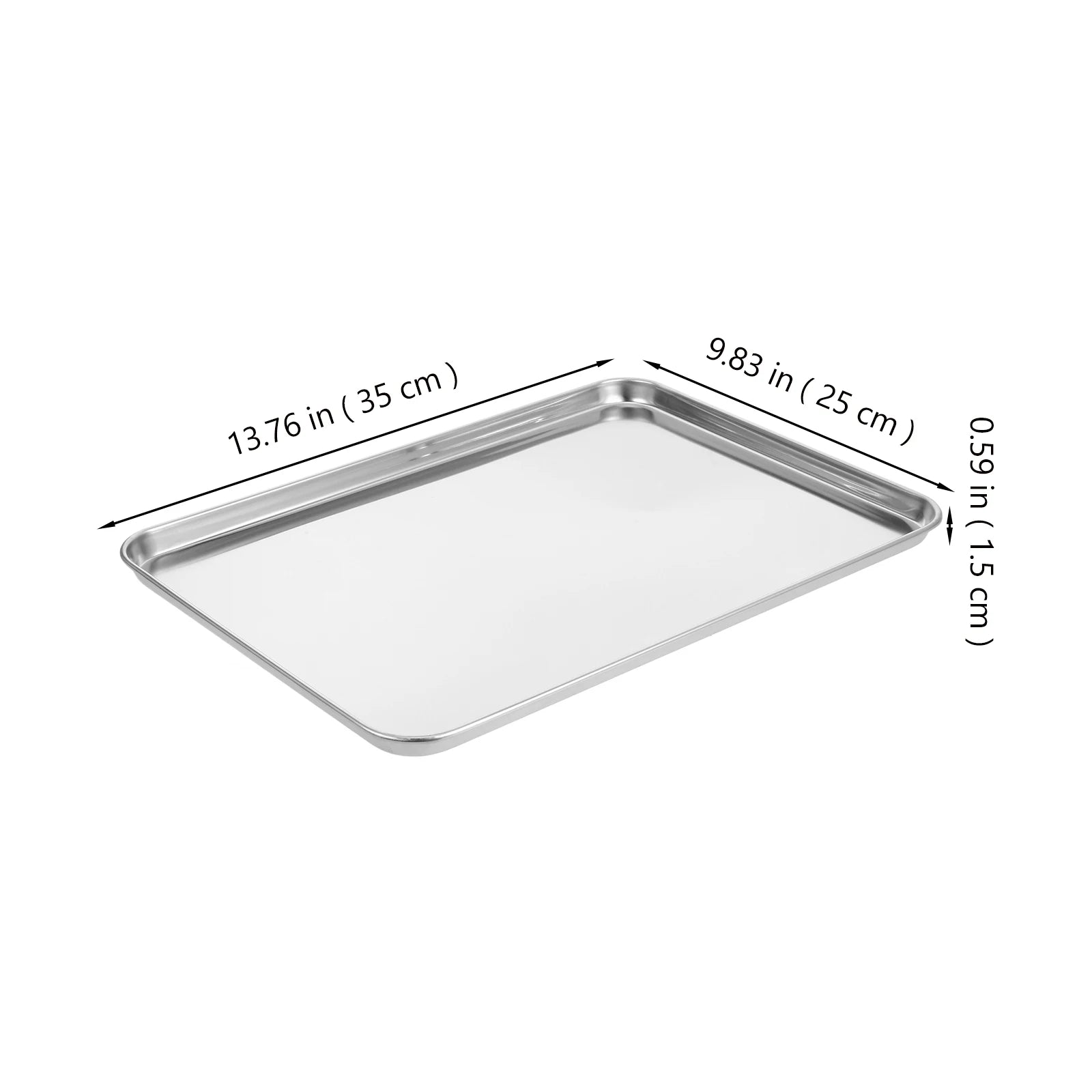 35X25CM Stainless Steel Rectangular Tray Food Serving Platter Dessert Storage Plate Barbecue Dish Kitchen Party Buffet Pan