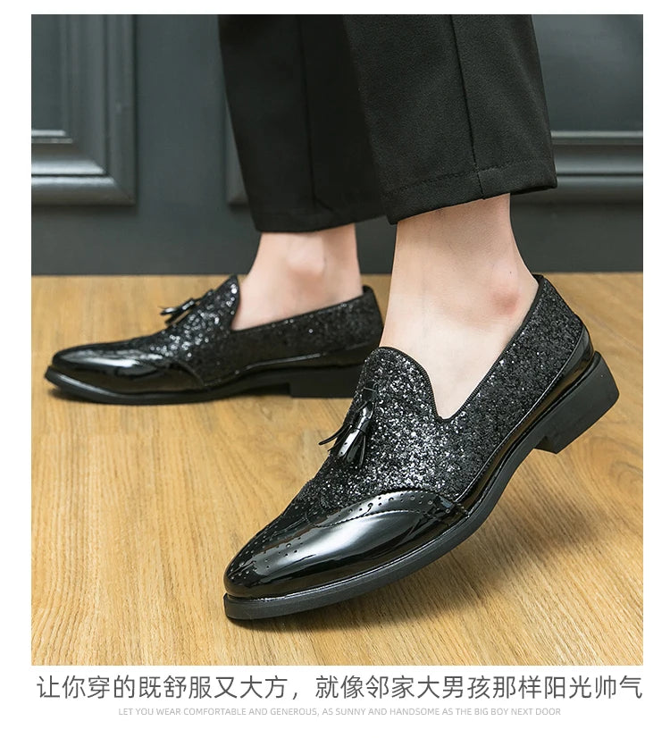 Business Dress Shoes Men's Oxfords Genuine Leather Pointy Toe Lace Up High Quality Office Wedding Formal Shoes For Men Black