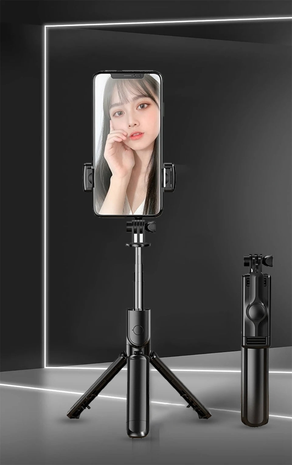 MEUYAG 2025 new Expandable Portable Tripod Selfie Stick With Remote With Detachable BT Wireless Remote Compatible for iPhone