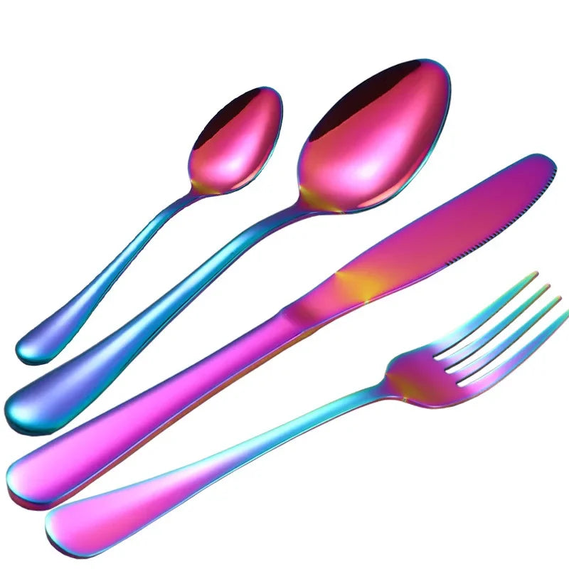24 Piece Silverware Flatware Cutlery Set,tainless Steel Utensils Service for 6,Includes Forks Spoons Knives , Dishwasher Safe