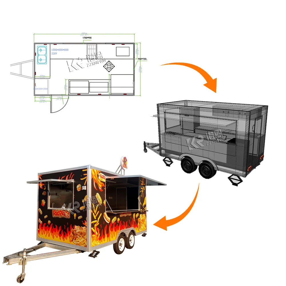 Catering Concession Food Trailers Fully Equipped Foodtruck Fast Food Cart Mobile Kitchen Food Truck Mobile Restaurant