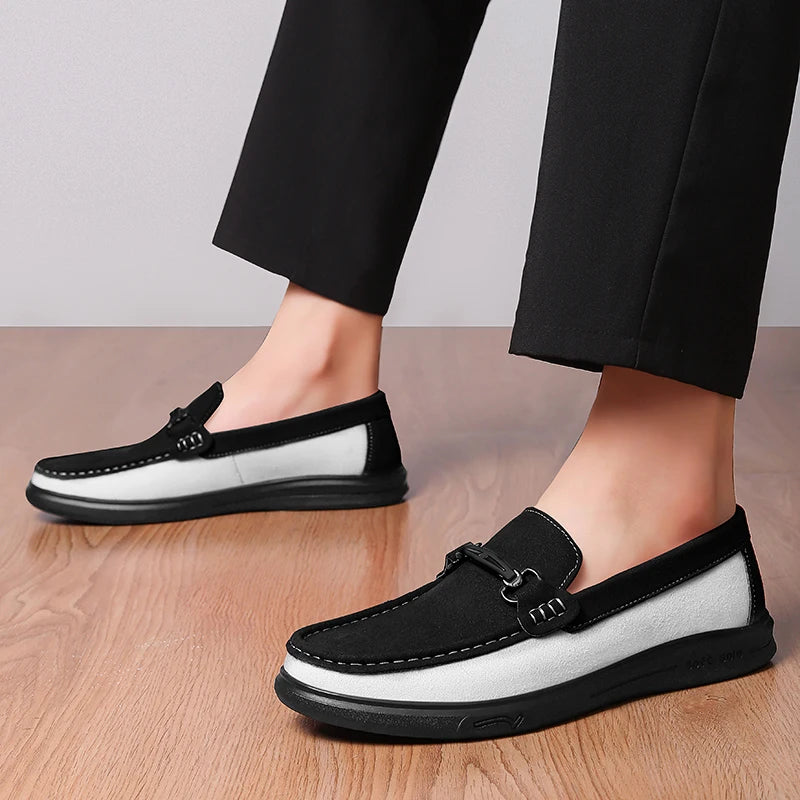 Business Formal  Travel Leather Shoes Fashionable and Comfortable Cowhide Suede Casual Shoes Soft Comfortable Mens Driving Shoes
