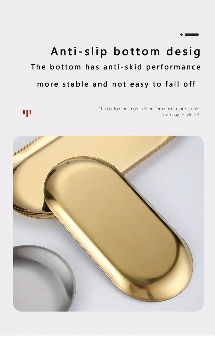 Stainless Steel Gold Dining Plate Dessert Plate Nut Fruit Cake Tray Snack Kitchen Plate Western Steak Kitchen Plate Dish