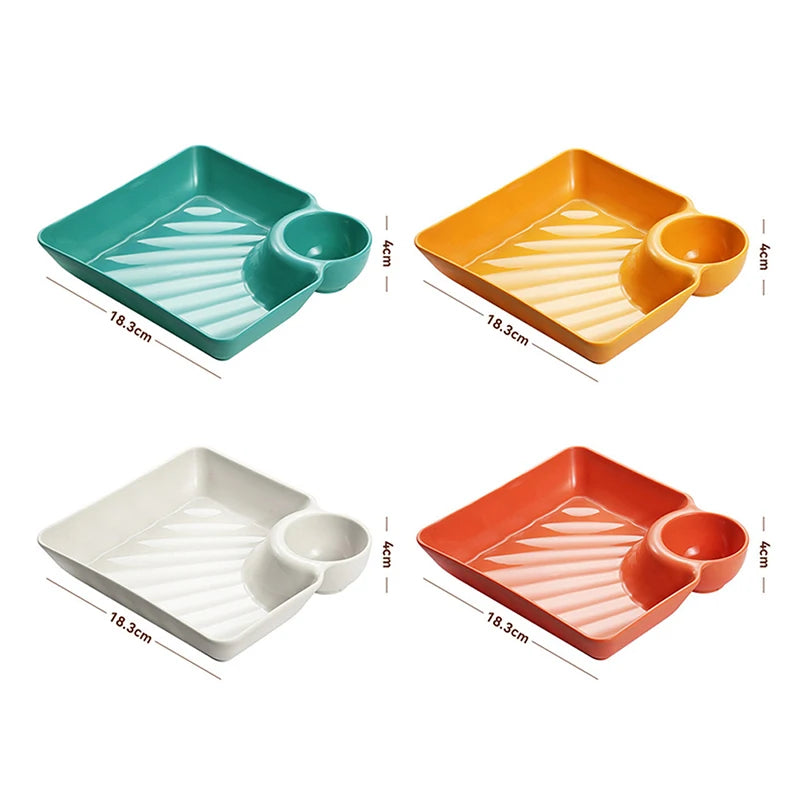 Large Square Dumpling Plate with Vinegar Space Snack Platter Creative Separated Divided Tray Tableware christmas tableware