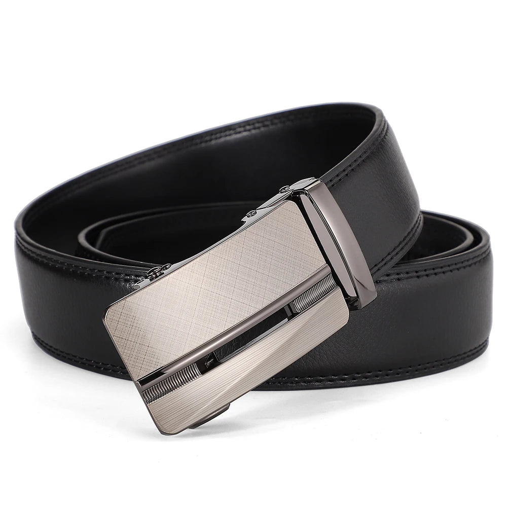 Business Dress Belt Men Soft Genuine Leather Automatic Buckle Trouser Belt  High-end Men Belt Great Gift for Men Waist Strap