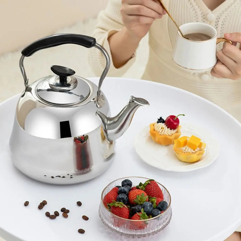 Stainless Steel Whistling Teakettle Large Capacity Fast Heating Base Tea Kettle Thickened Gas Stove Induction Cooker