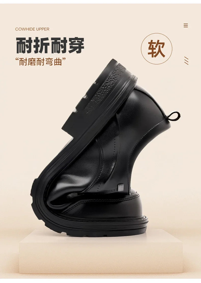 High-end Business Men's Shoes Trend Business Casual Leather Shoes Lace-up Big Head Formal Men's Leather Luxury Leather Shoes