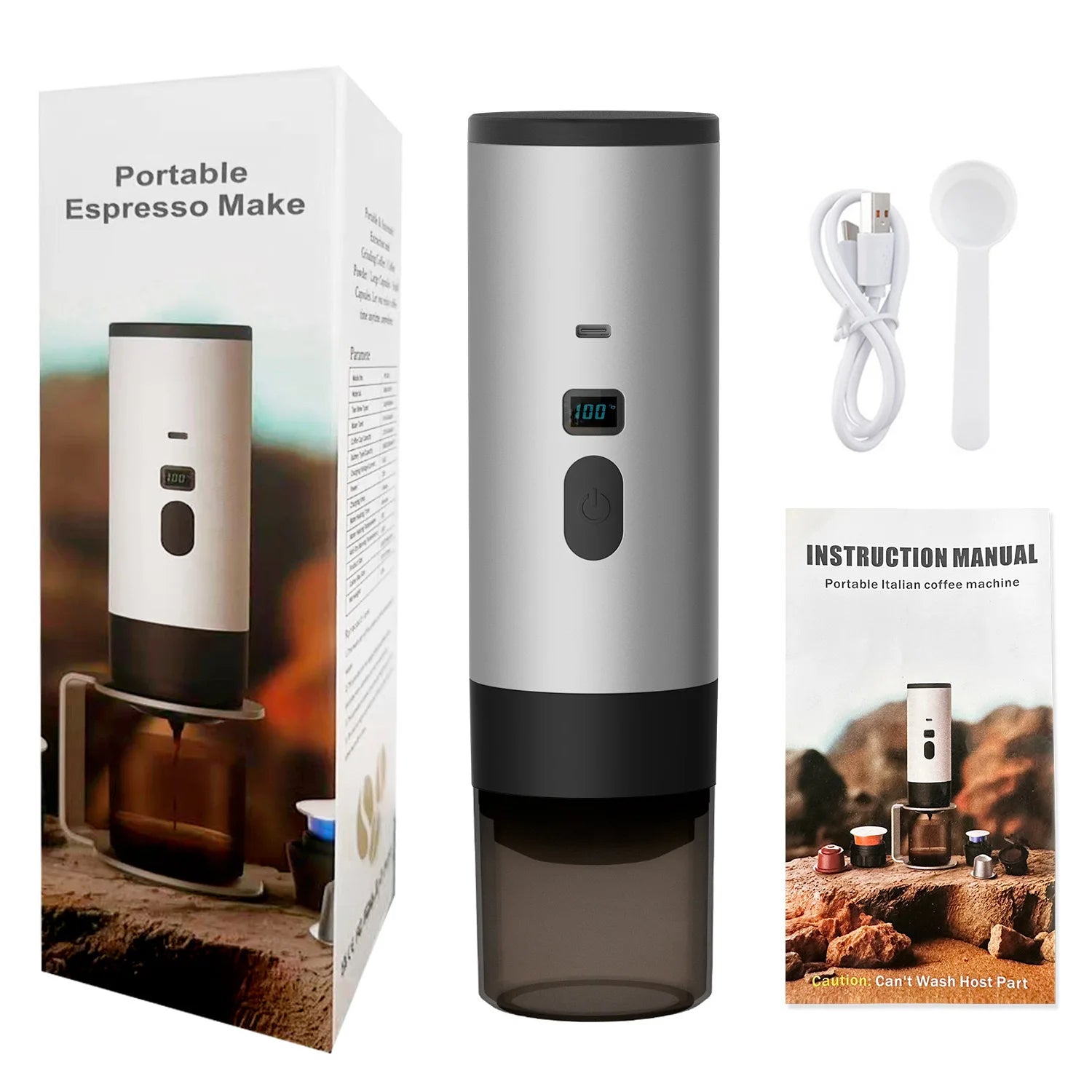 Portable Electric Coffee Maker 3-in-1 Capsule Coffee Grinder Travel Coffee Maker  for Car and Home Camping Campany