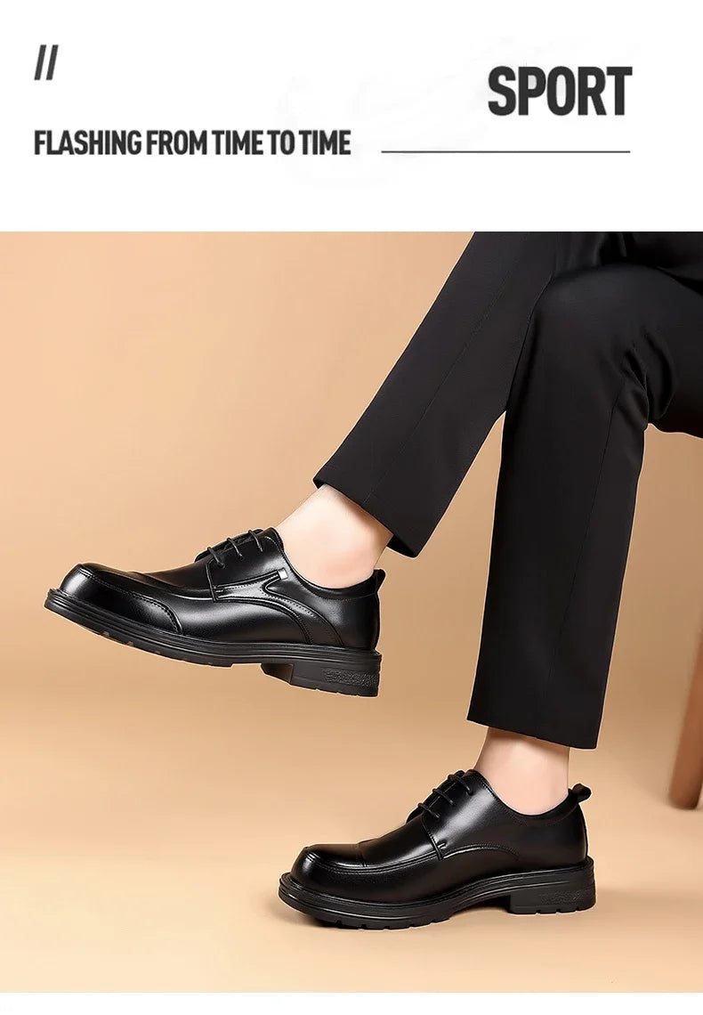 High-end Business Men's Shoes Trend Business Casual Leather Shoes Lace-up Big Head Formal Men's Leather Luxury Leather Shoes