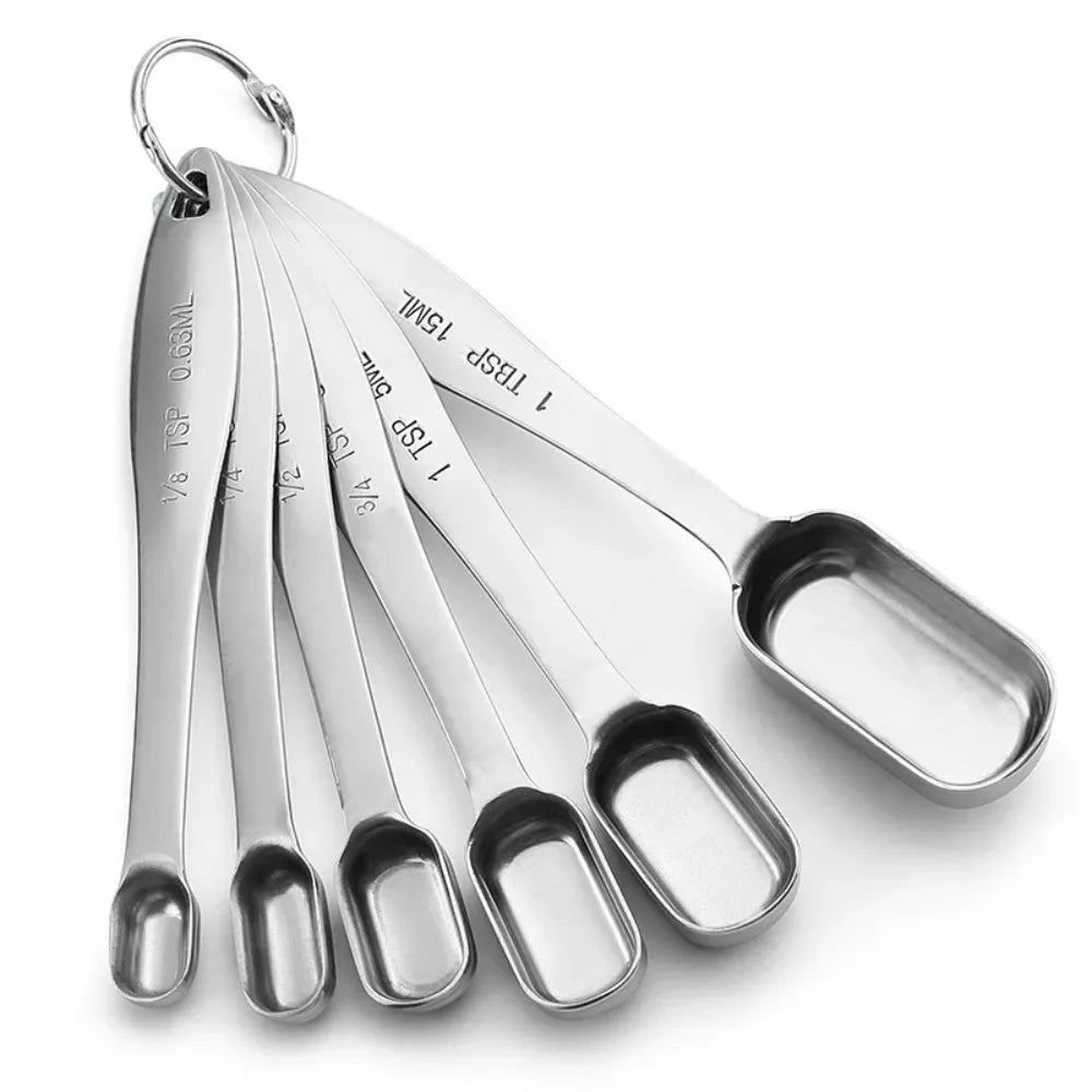 Stainless Steel Measuring Spoons Set Graduated Scoop Metric Imperial Scale Kitchen Baking Tools for Cooking Seasoning Coffee