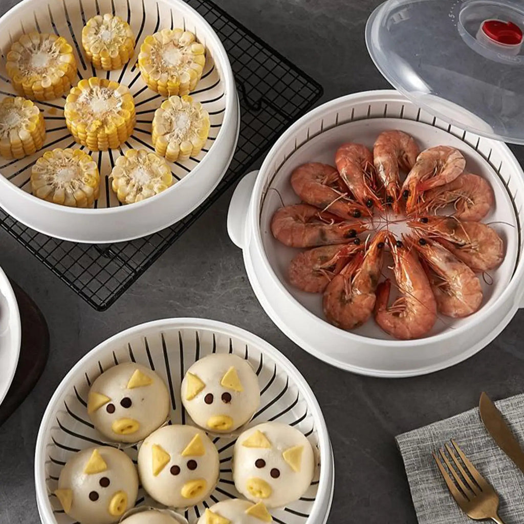 Microwave Heating Steamer Household Large Capacity Steamer Kitchen Steamer Box Steamer Rack Can Exhaust Steam