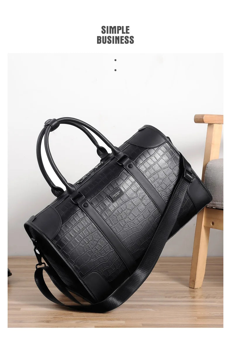 Fashion Handbag Bag Men Business Travel Tote Luxury Alligator PU Leather Luggage Bag With Shoulder Strap Crossbody Bags Duffle