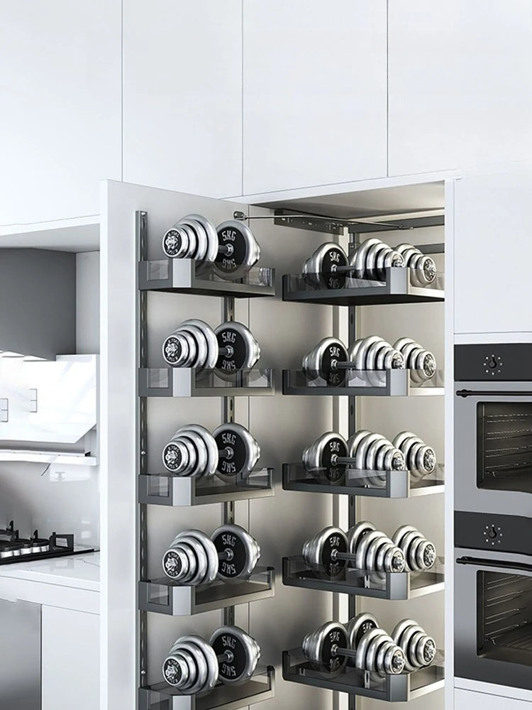 6 Layers Kitchen High Cabinet Storage Rack Snack Cabinet Kitchen Hidden Storage Cabinet Pull Out Basket Organization Furniture