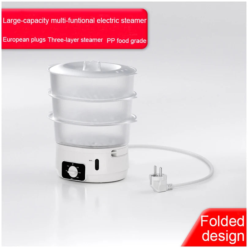 1 pc white electric steamer with detachable and freely combinable 13L large capacity timer, suitable for home kitchen cooking