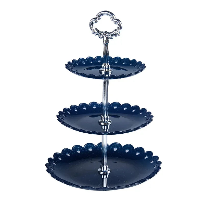European Style Three-layer Cake Tray Multi-tier Dessert Stand Fruit Candy Plate Wedding Party Home Dessert Table Display Tools