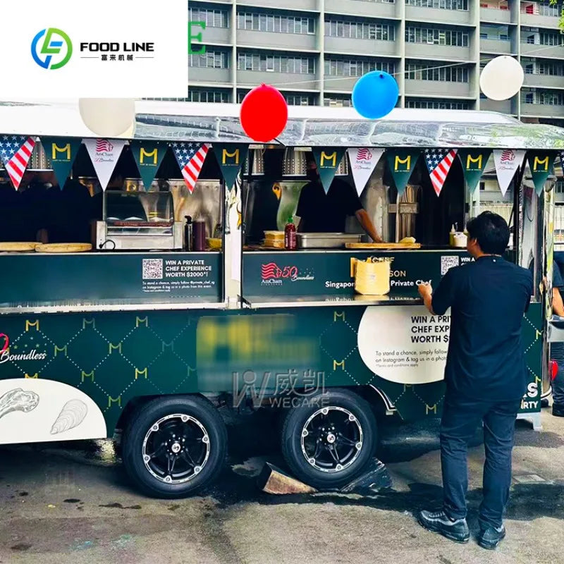 Mobile Restaurant Catering Trailer Fully Equipped Stainless Steel Coffee Shop Bar Taco Pizza Food Truck Full Kitchen