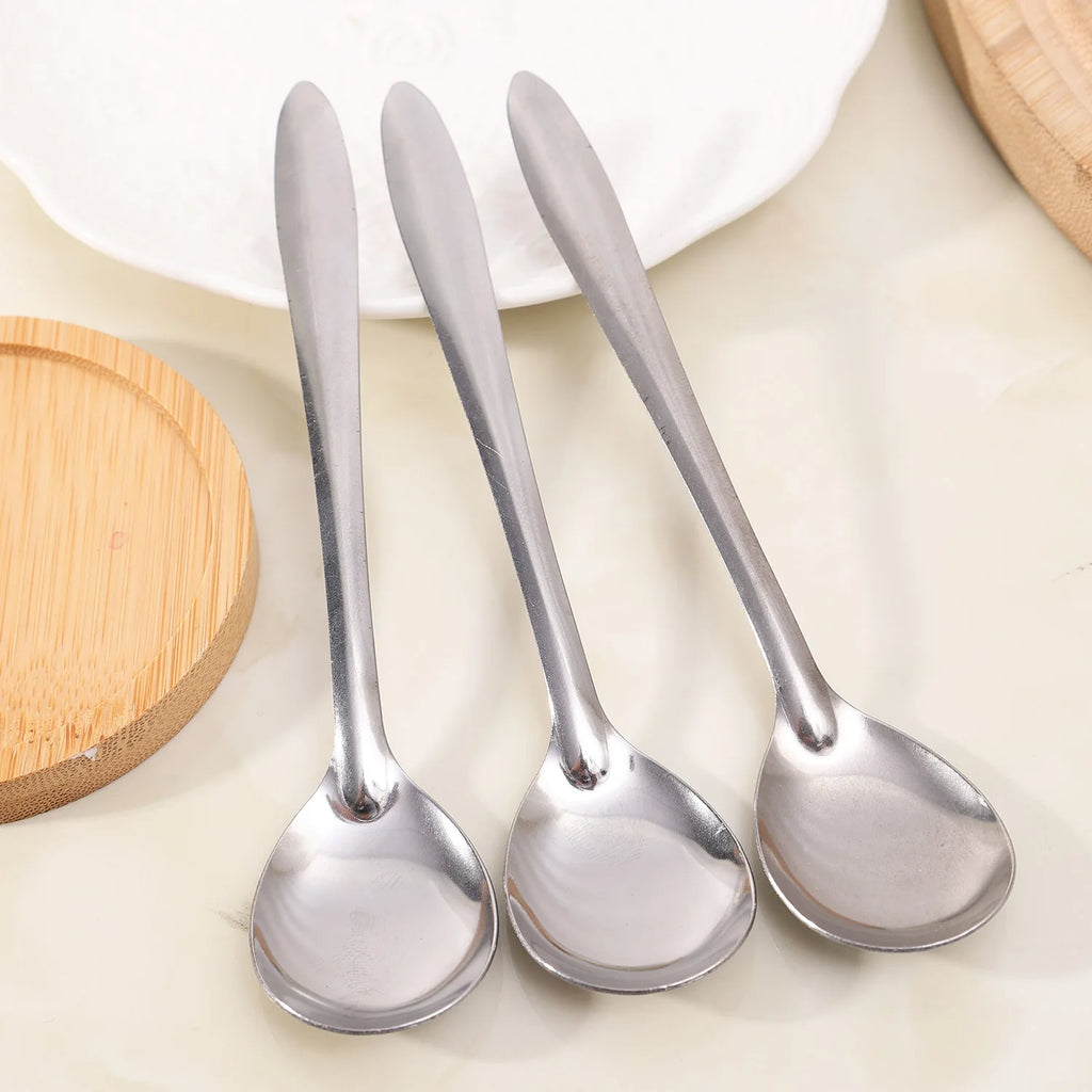 Silver Long Handle Stirring Dessert Spoons Stainless Steel Coffee Spoon Dessert Seasoning Tools Home Kitchen Accessories