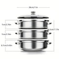 1pc 2/3 three-layer Stainless Steel Steamer, Thickened Material, Durable And Easy To Wash!