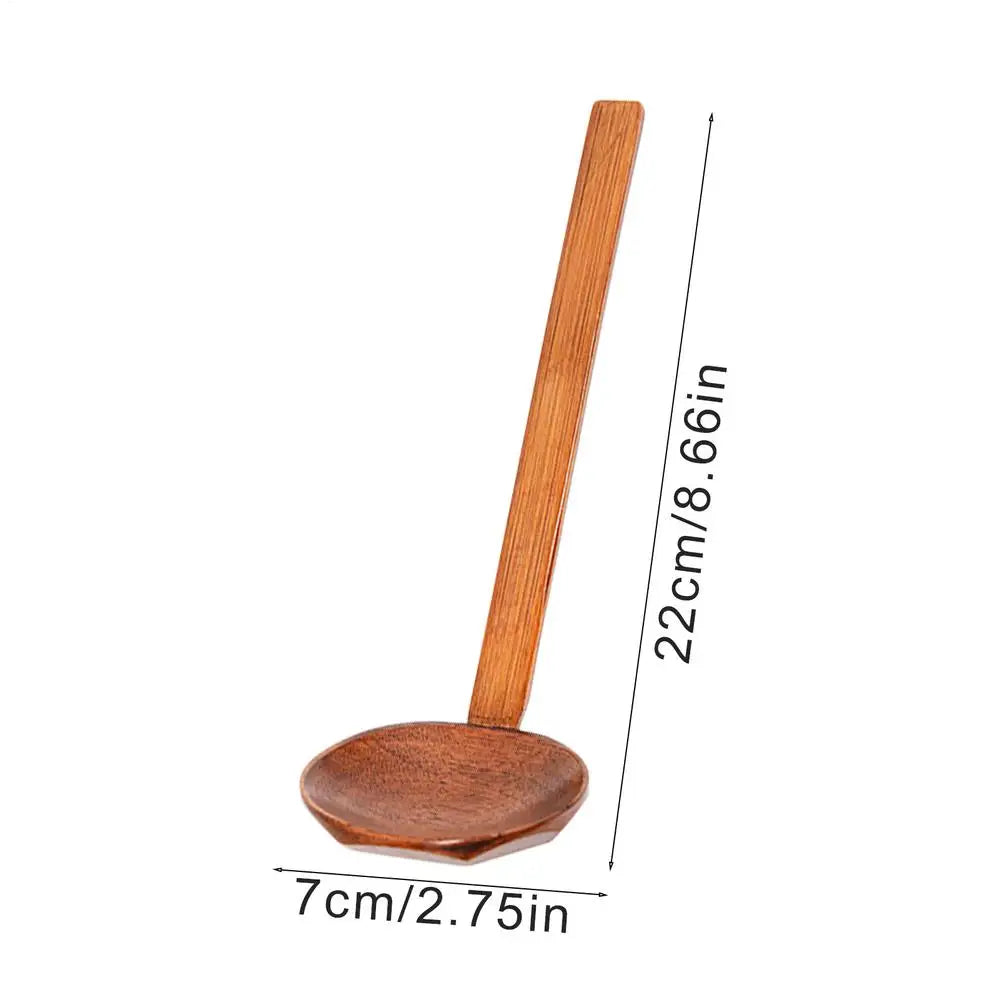 Wooden Ramen Spoons Japanese Long Handle Soup Serving Spoon Wooden Table Spoon Japanese Tasting Spoons for Home Cafe Hotel