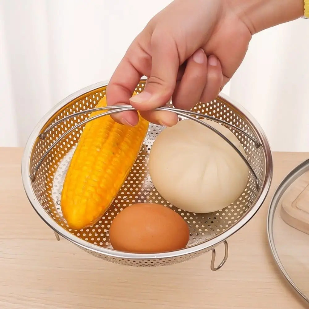 Stainless Steel Steamer Foldable Steam Cooking Utensil Steaming Tray with Handle Steaming Grid Cookware