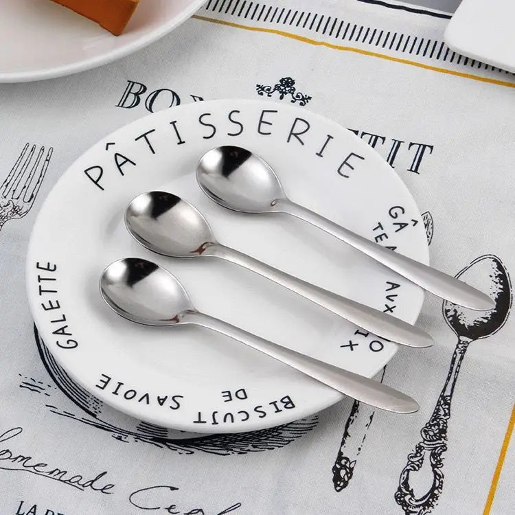 Silver Long Handle Stirring Dessert Spoons Stainless Steel Coffee Spoon Dessert Seasoning Tools Home Kitchen Accessories