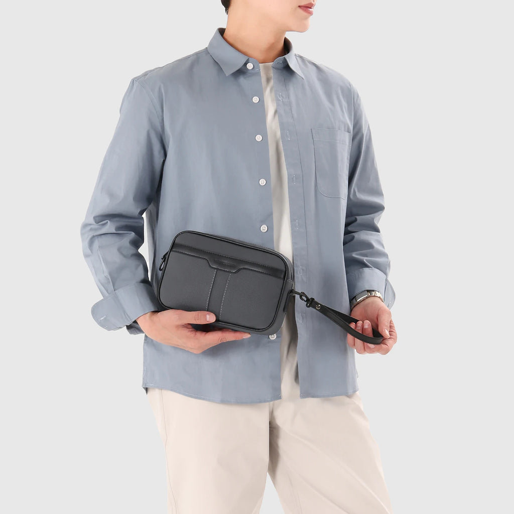 Adjustable Strap Men's Business Bag – Soft PU Leather Crossbody for Commute Travel & Daily Use