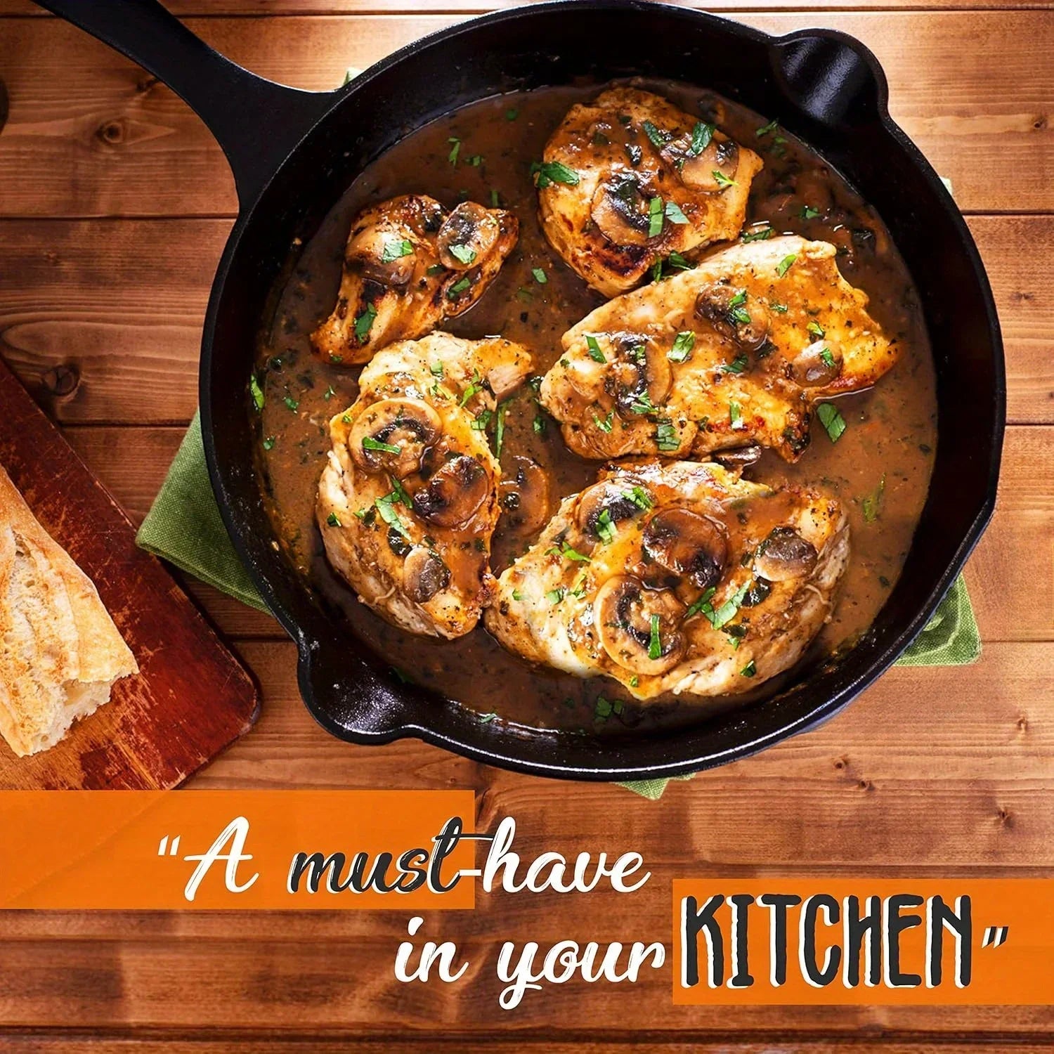 3-Piece Bare Cast Iron Skillet Set (6/8/10 Inches) | 100% Natural Seasoning, No Chemical Coatings | Clan Sand Cast.