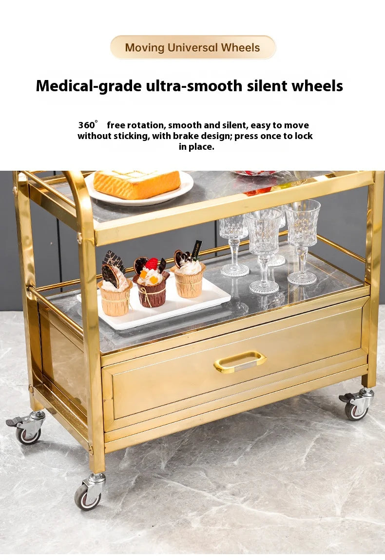 Stainless Steel Utility Cart Restaurant Bar and Hotel Dining Wine Cart Second-Hand Mobile Food Delivery Trolley