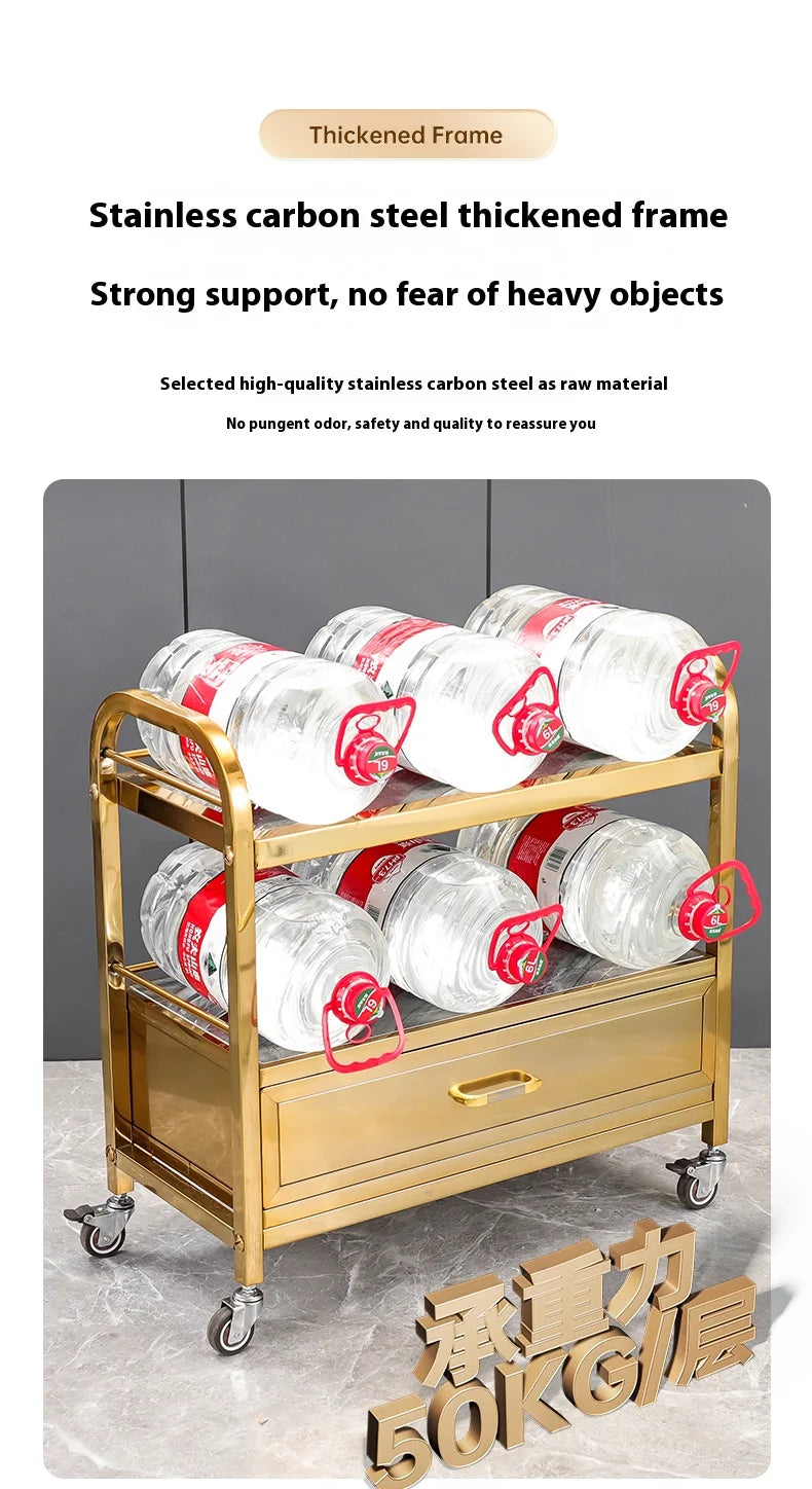 Stainless Steel Utility Cart Restaurant Bar and Hotel Dining Wine Cart Second-Hand Mobile Food Delivery Trolley