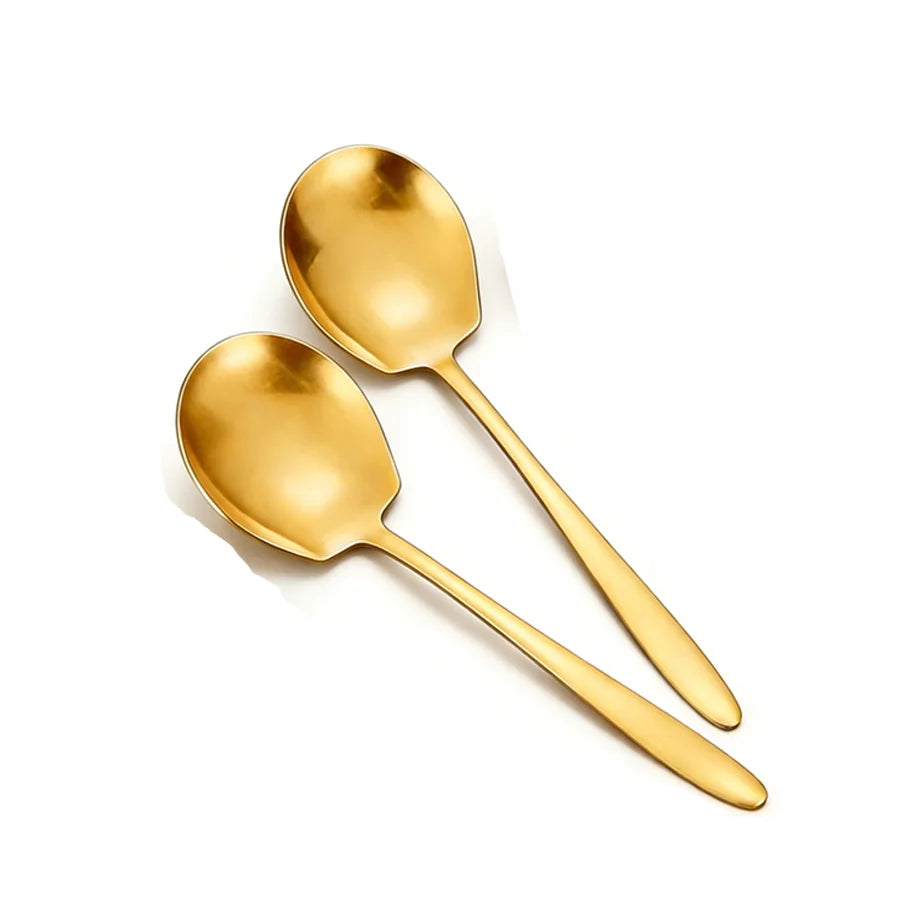 2/4/6pcs Stainless Steel Serving Spoons with Round Heads, Large Spoons, and Long-Handled Soup Ladles; Suitable for Home Kitchens